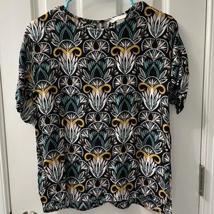 Patterned H&M Blouse with keyhole back, Size M